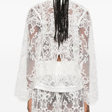Giacca in pizzo con zip in bianco Maurizio - donna 