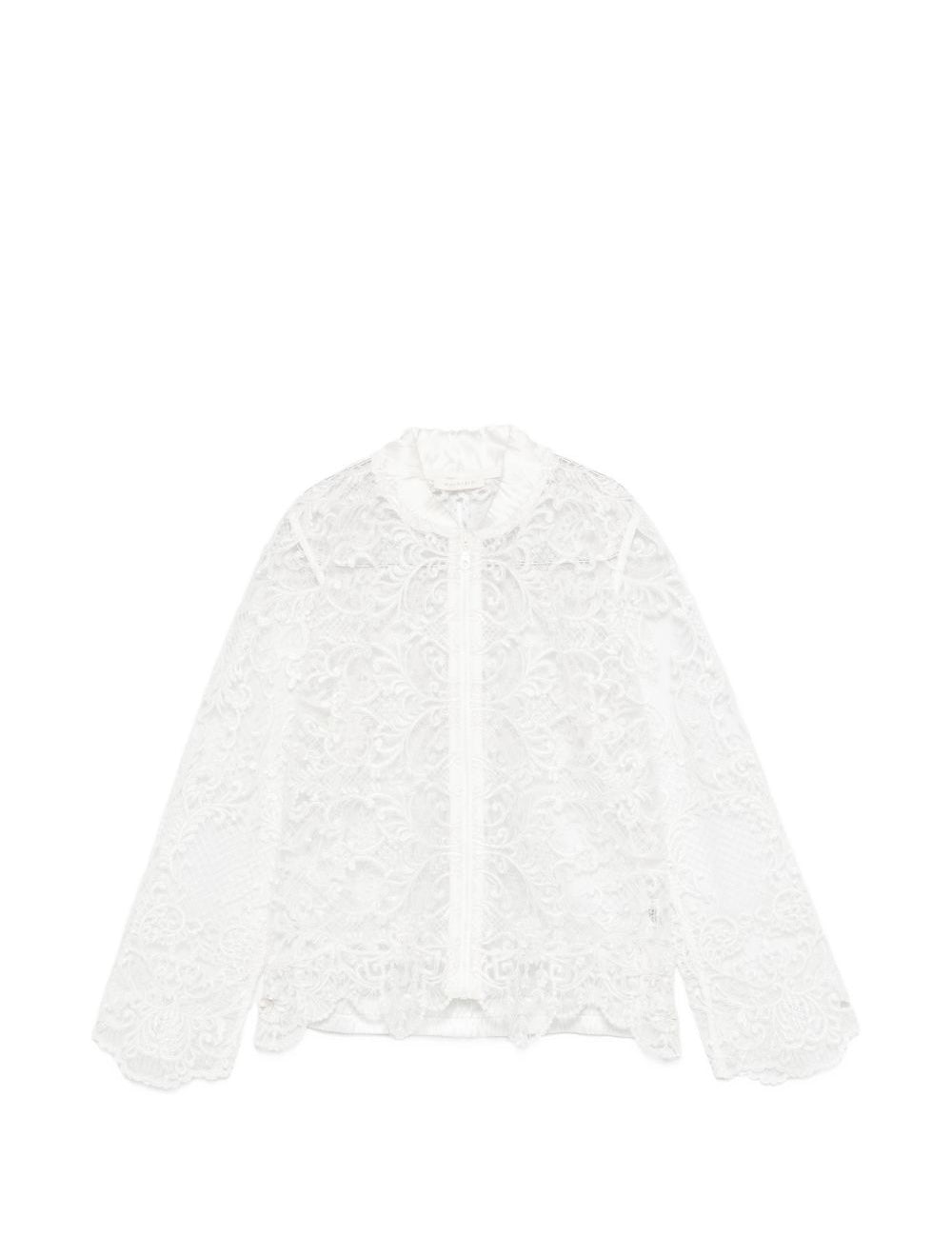 Giacca in pizzo con zip in bianco Maurizio - donna 