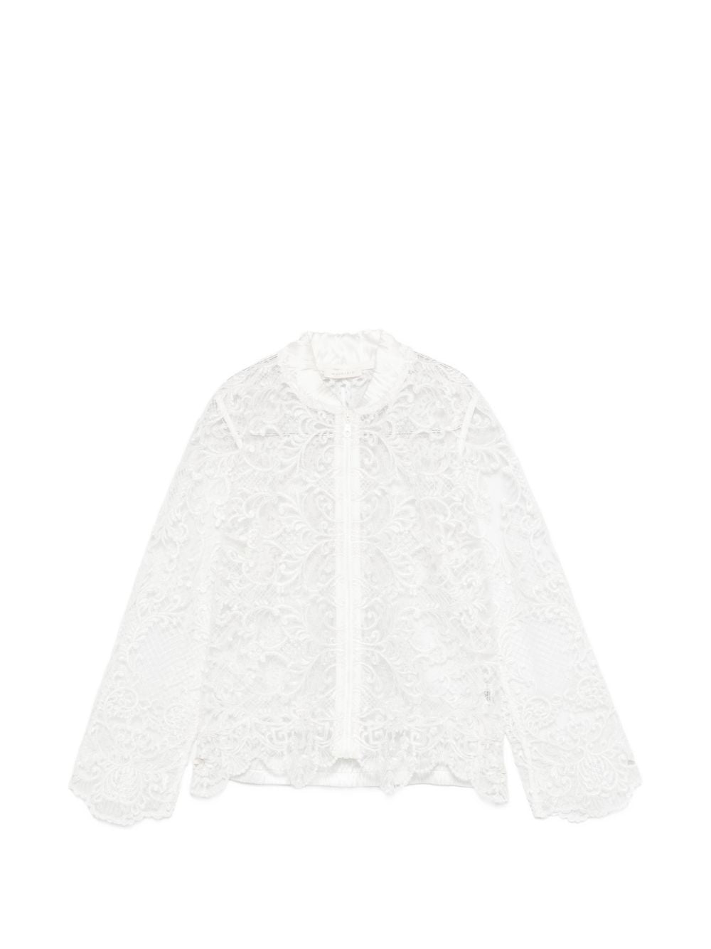 Giacca in pizzo con zip in bianco Maurizio - donna 