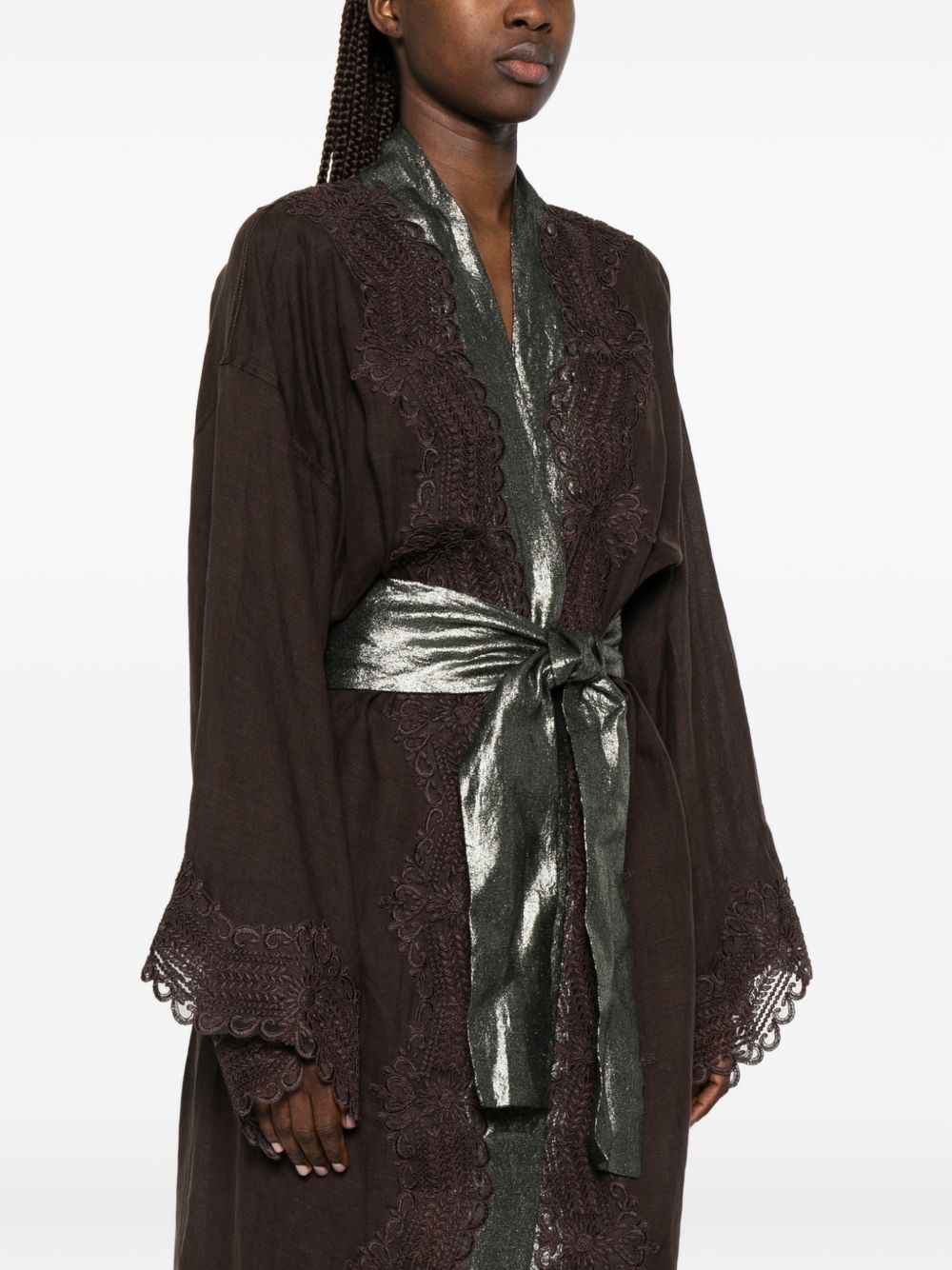 Kimono in pizzo in marrone Maurizio - donna 