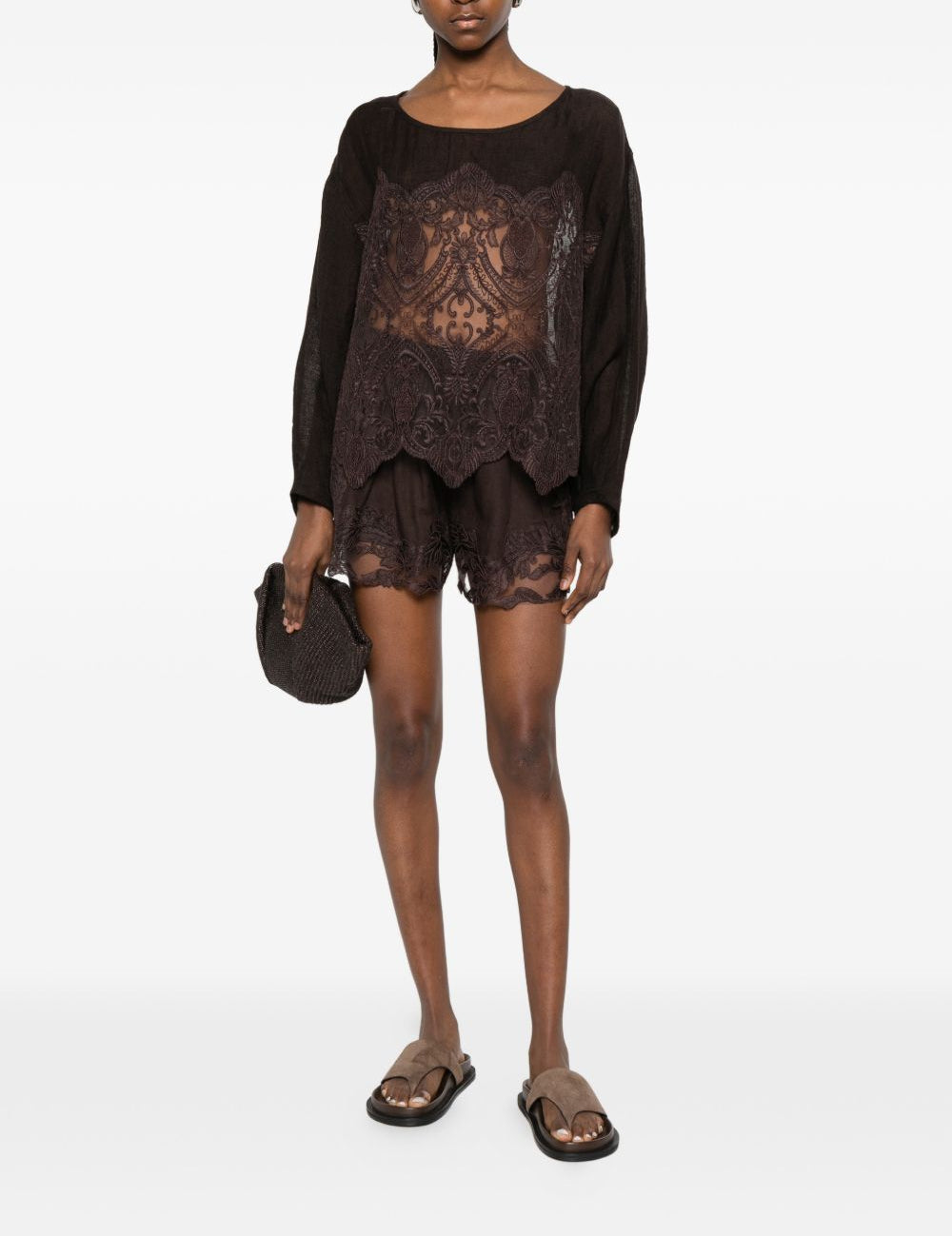 Top in pizzo in marrone Maurizio - donna 