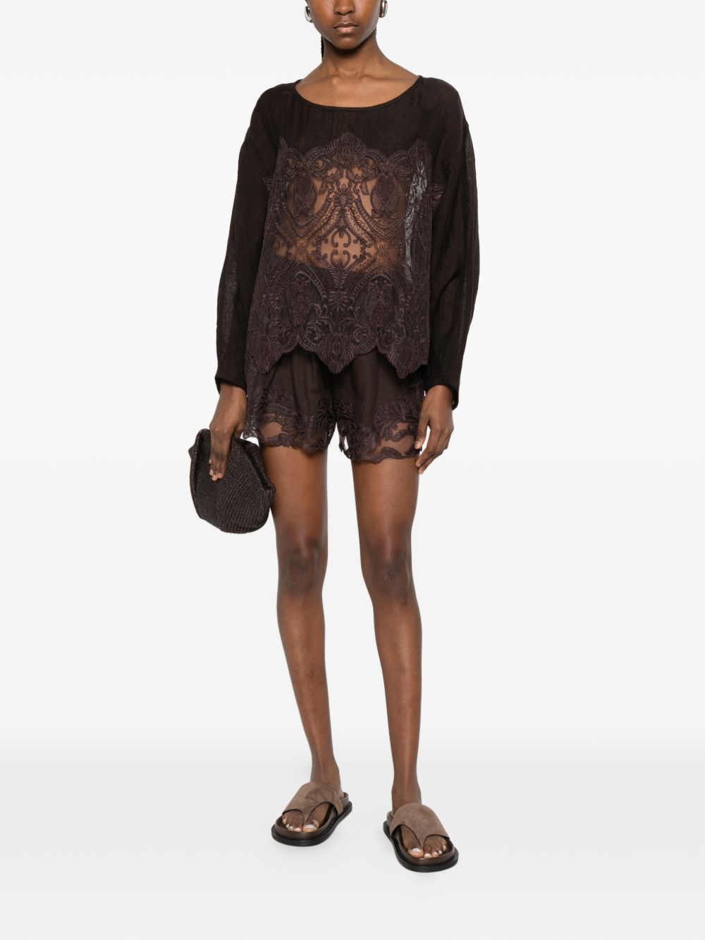 Top in pizzo in marrone Maurizio - donna 