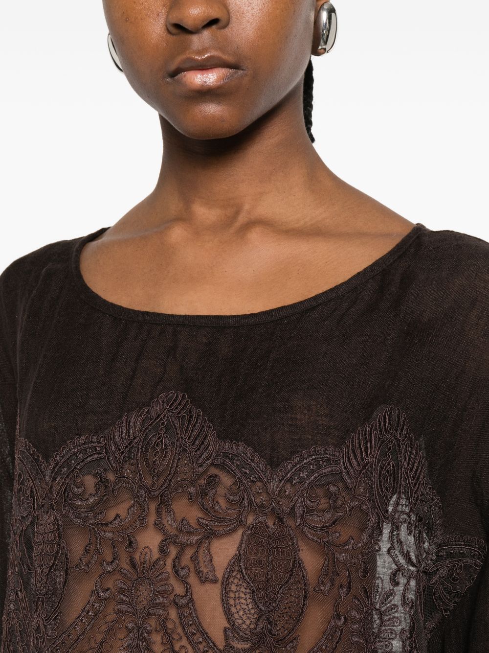 Top in pizzo in marrone Maurizio - donna 