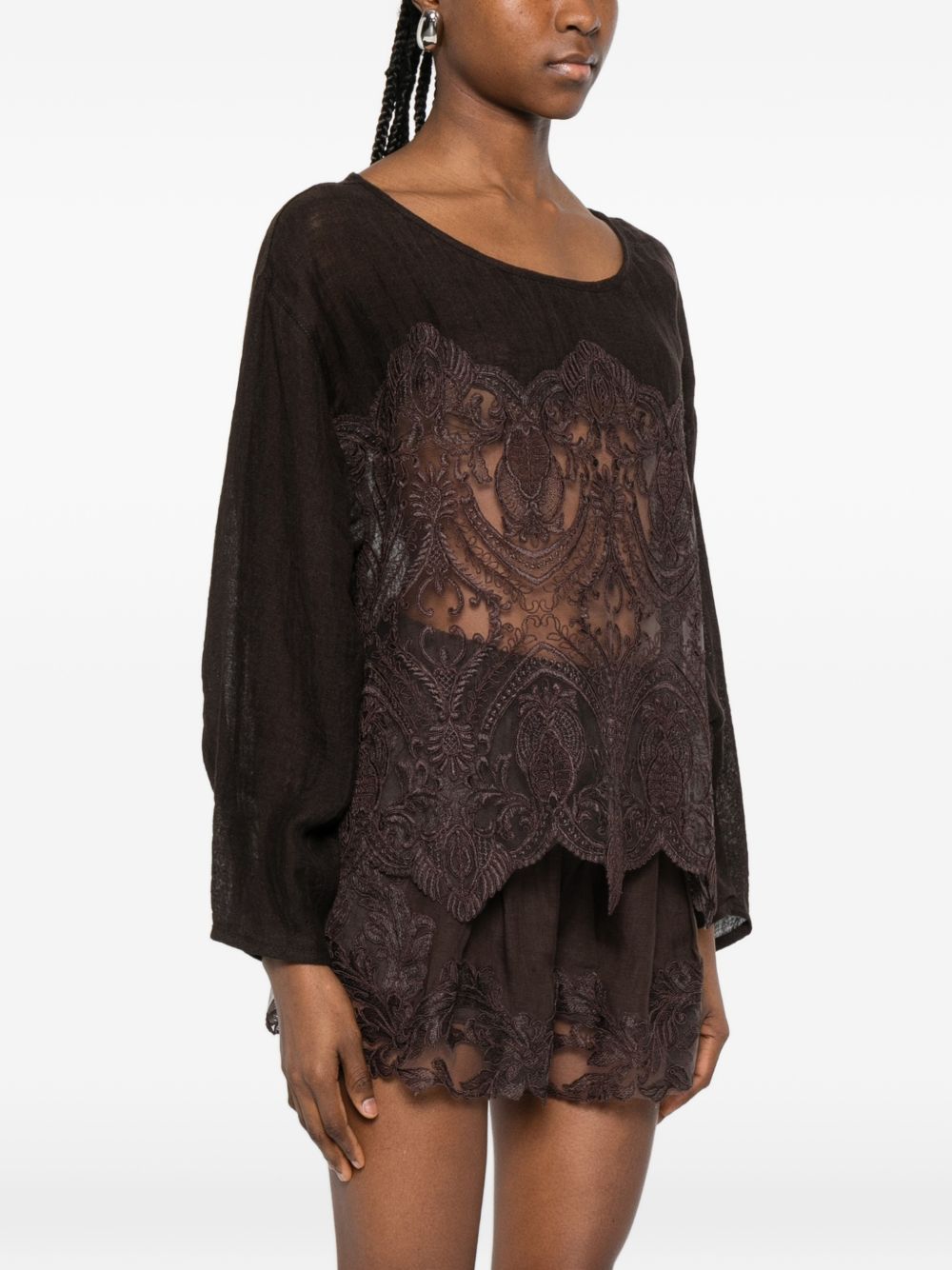 Top in pizzo in marrone Maurizio - donna 