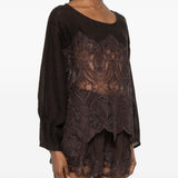 Top in pizzo in marrone Maurizio - donna 