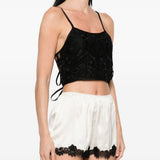 Crop top con dettaglio di lacci in nero Maurizio - donna 