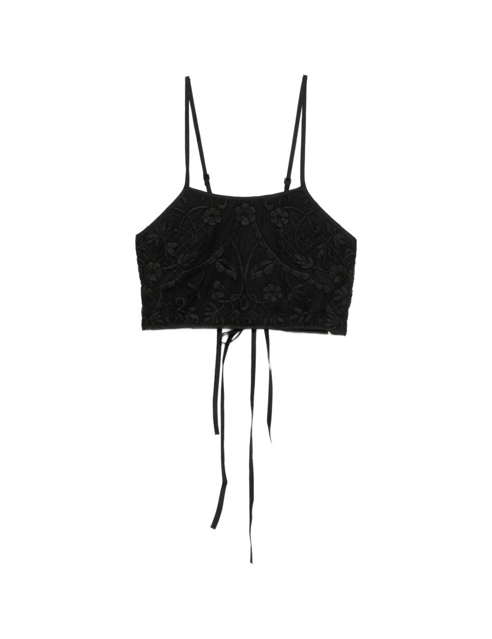 Crop top con dettaglio di lacci in nero Maurizio - donna 