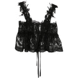 Top in pizzo con motivo floreale in nero Maurizio - donna 
