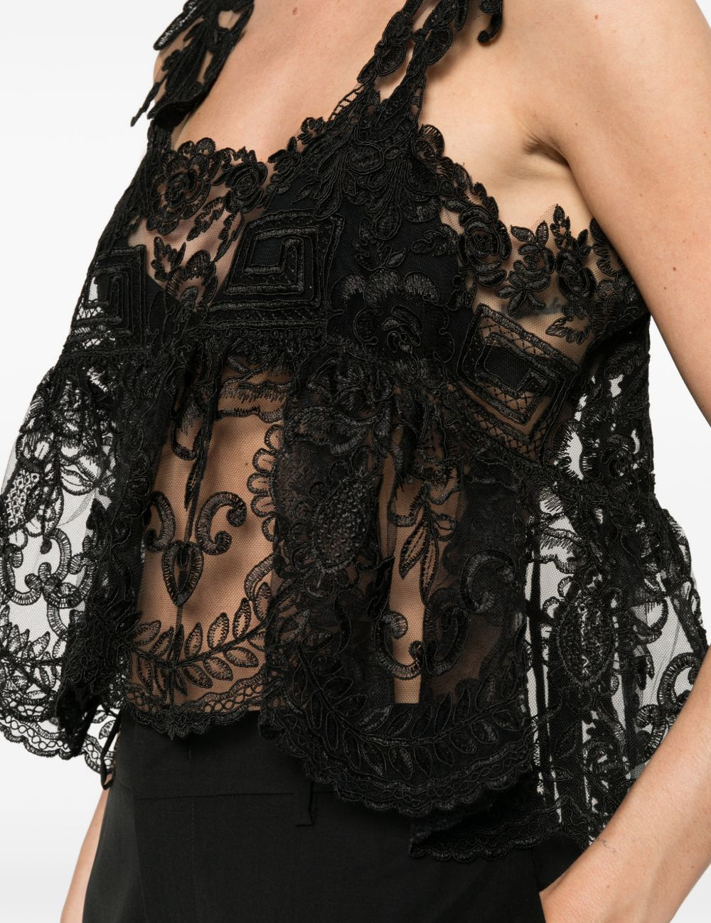 Top in pizzo con motivo floreale in nero Maurizio - donna 