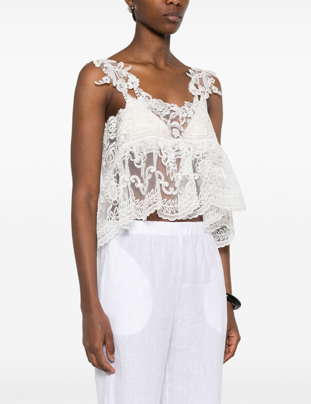 Top con lacci in pizzo in bianco Maurizio - donna 