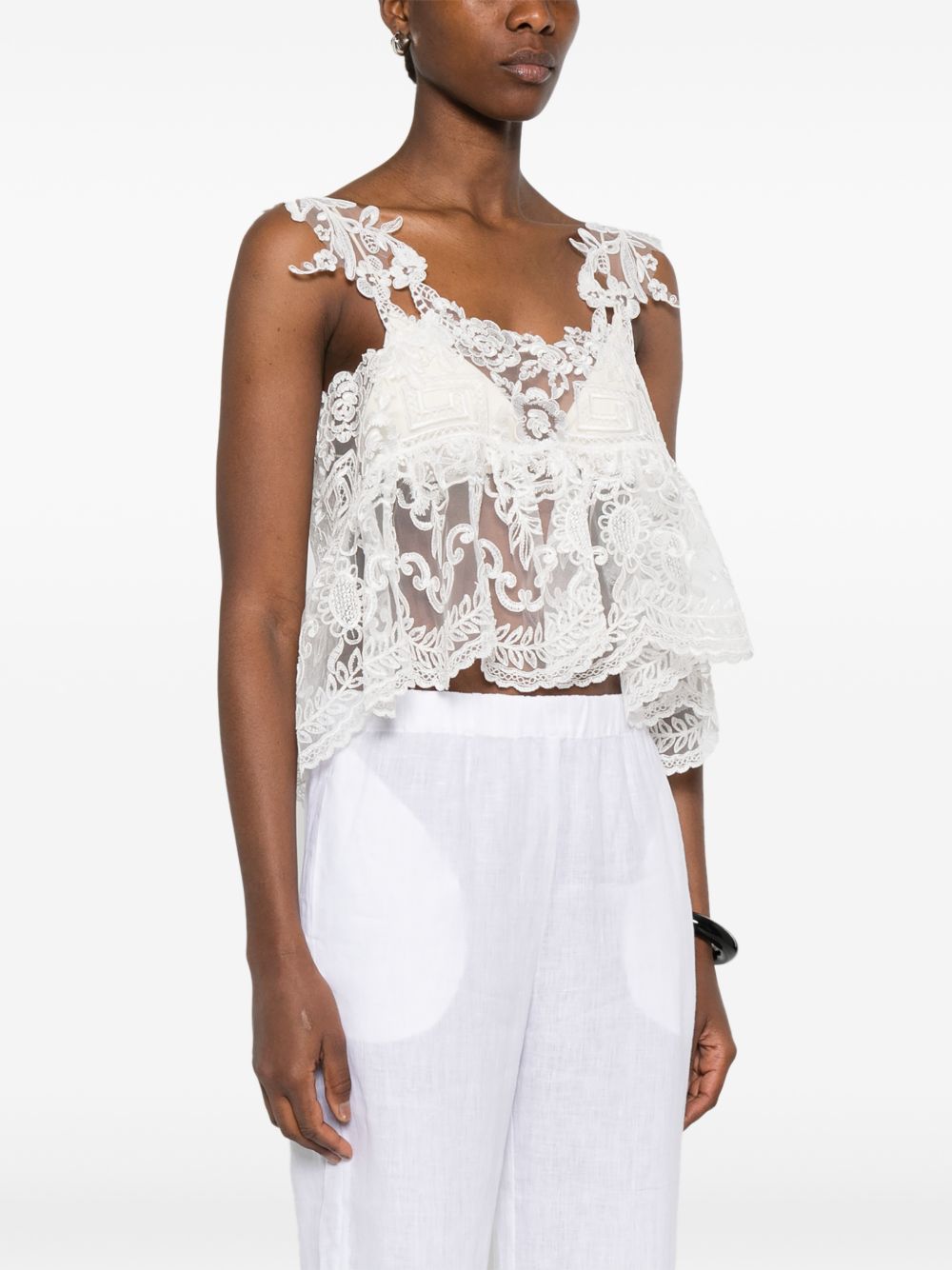 Top con lacci in pizzo in bianco Maurizio - donna 