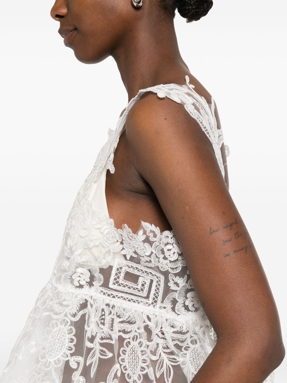 Top con lacci in pizzo in bianco Maurizio - donna 