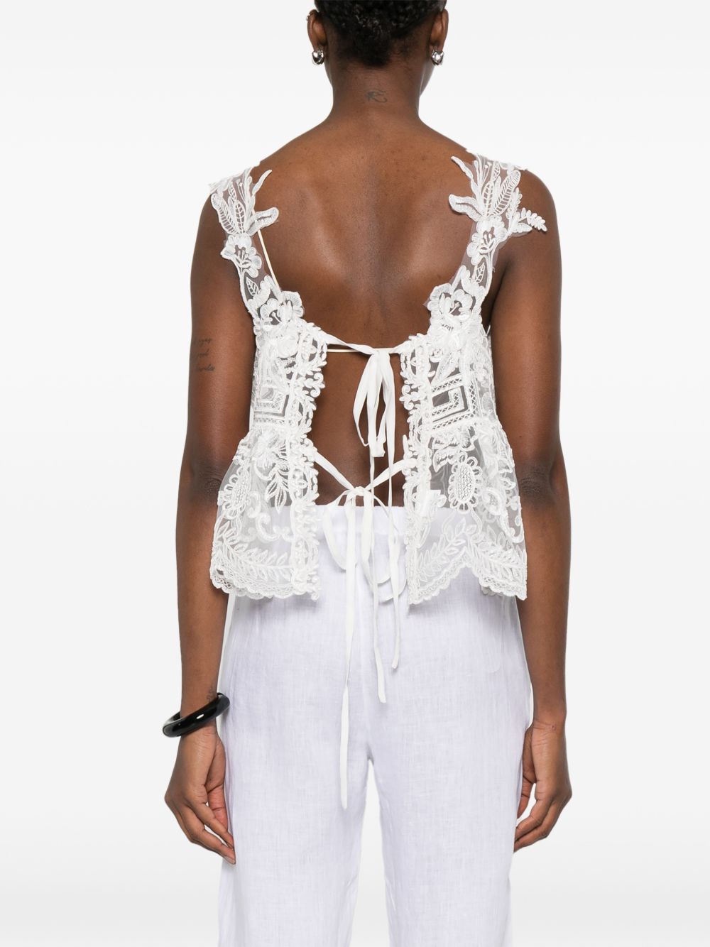 Top con lacci in pizzo in bianco Maurizio - donna 