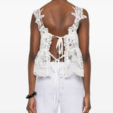 Top con lacci in pizzo in bianco Maurizio - donna 