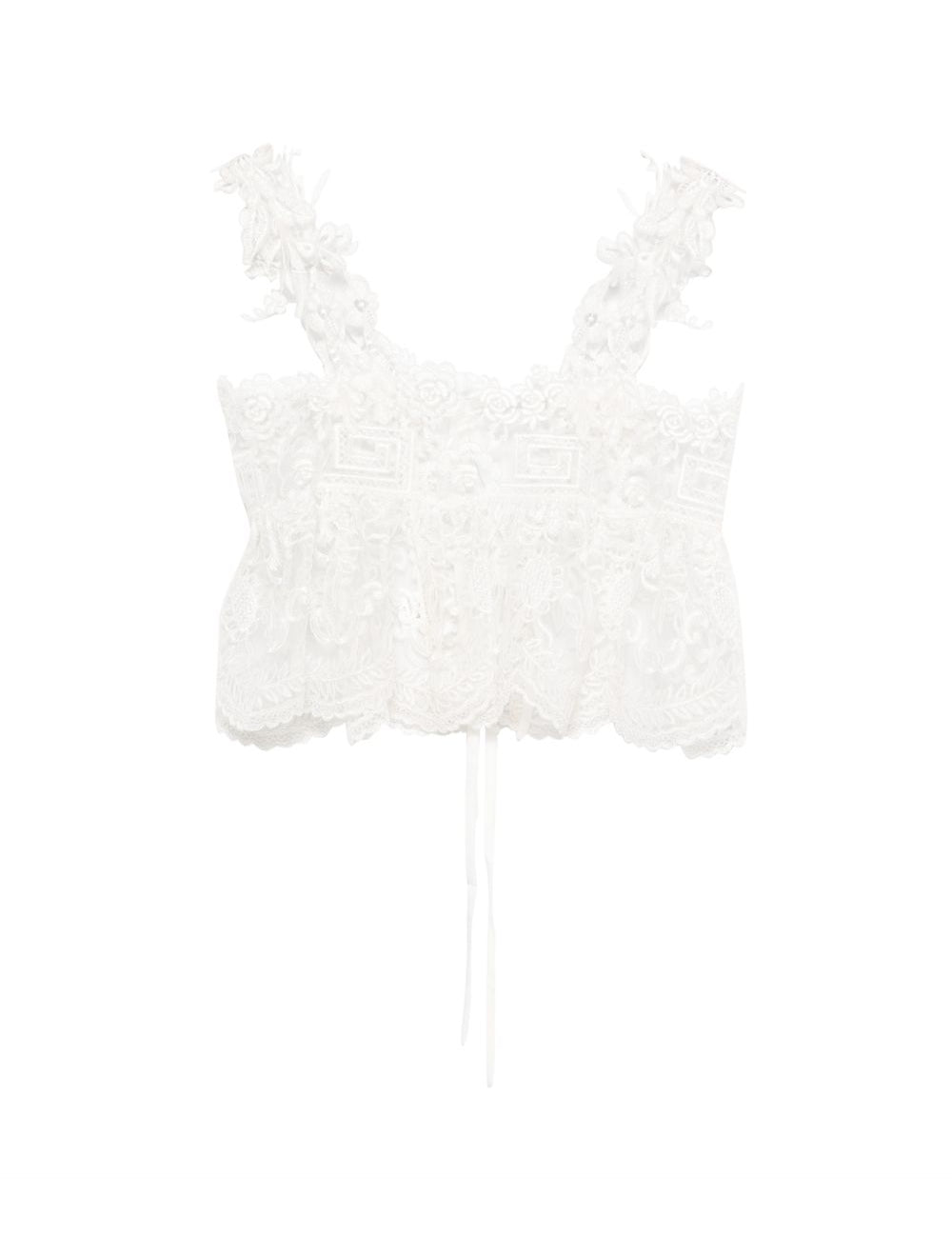 Top con lacci in pizzo in bianco Maurizio - donna 