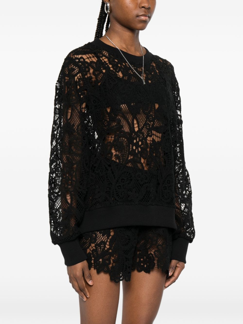 Top a maniche lunghe in  pizzo in nero Maurizio - donna 