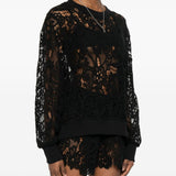 Top a maniche lunghe in  pizzo in nero Maurizio - donna 