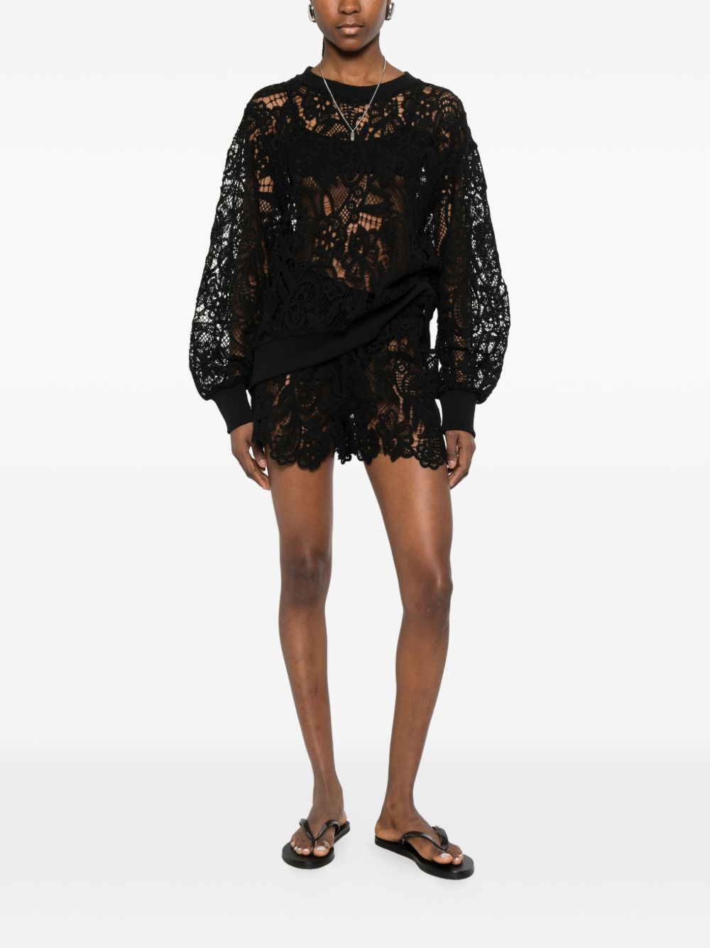 Top a maniche lunghe in  pizzo in nero Maurizio - donna 