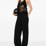 Top in pizzo con motivo floreale in nero Maurizio - donna 