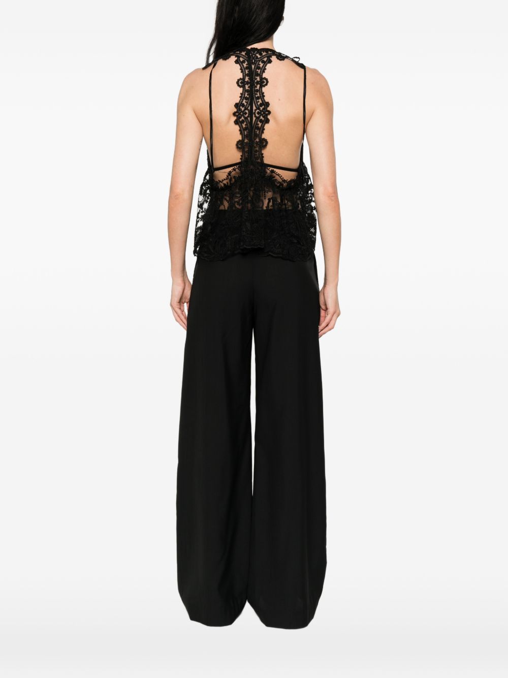 Top in pizzo con motivo floreale in nero Maurizio - donna 