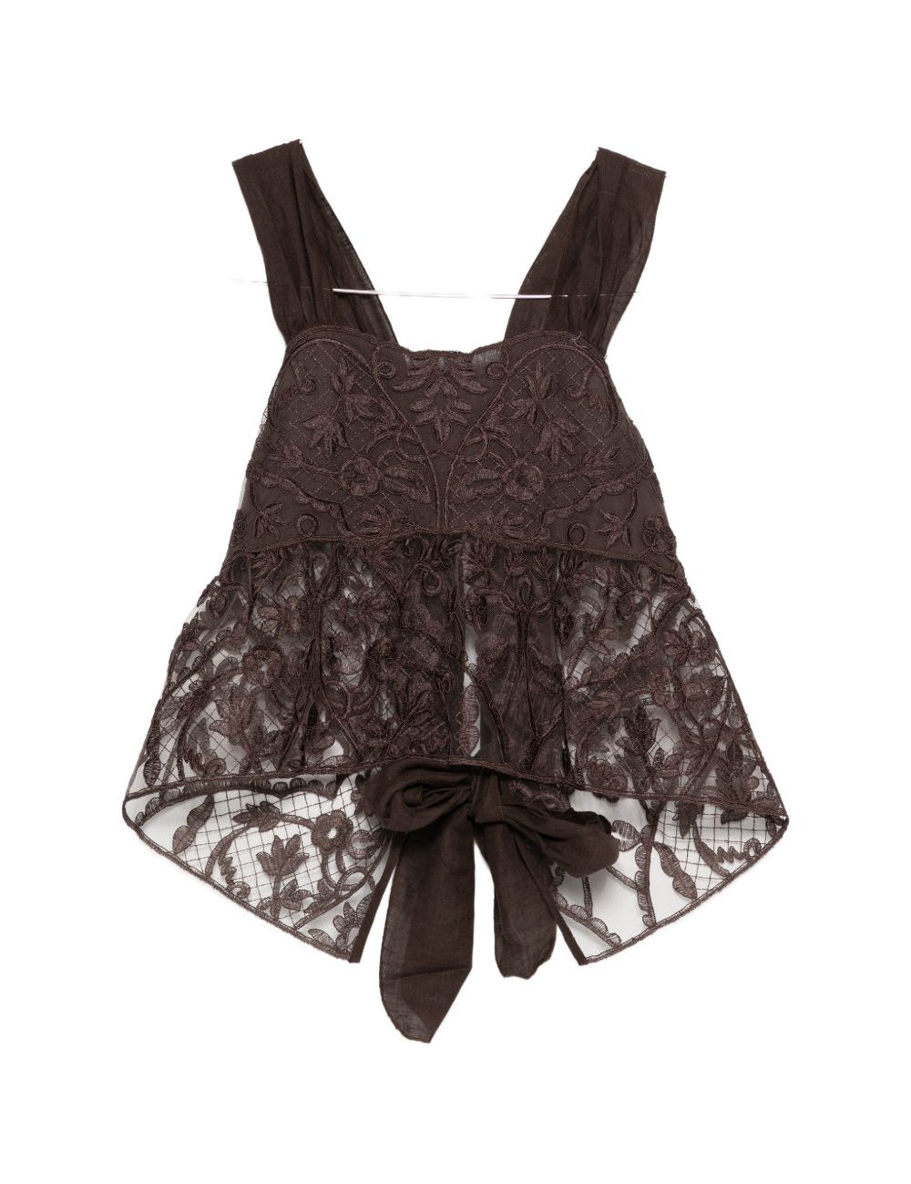 Top in pizzo con motivo floreale in marrone Maurizio - donna 