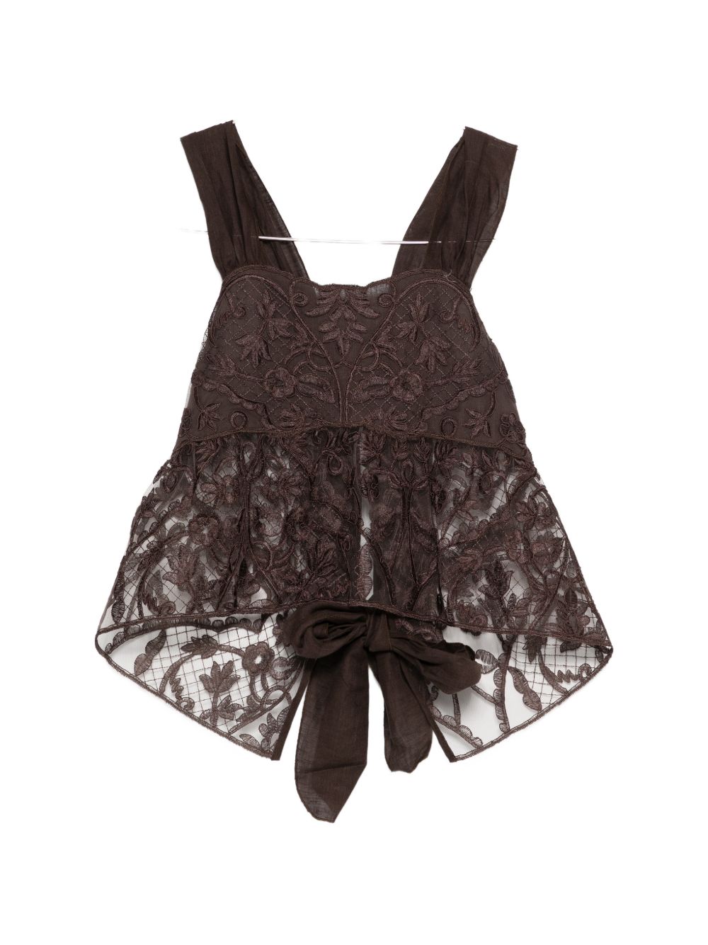 Top in pizzo con motivo floreale in marrone Maurizio - donna 