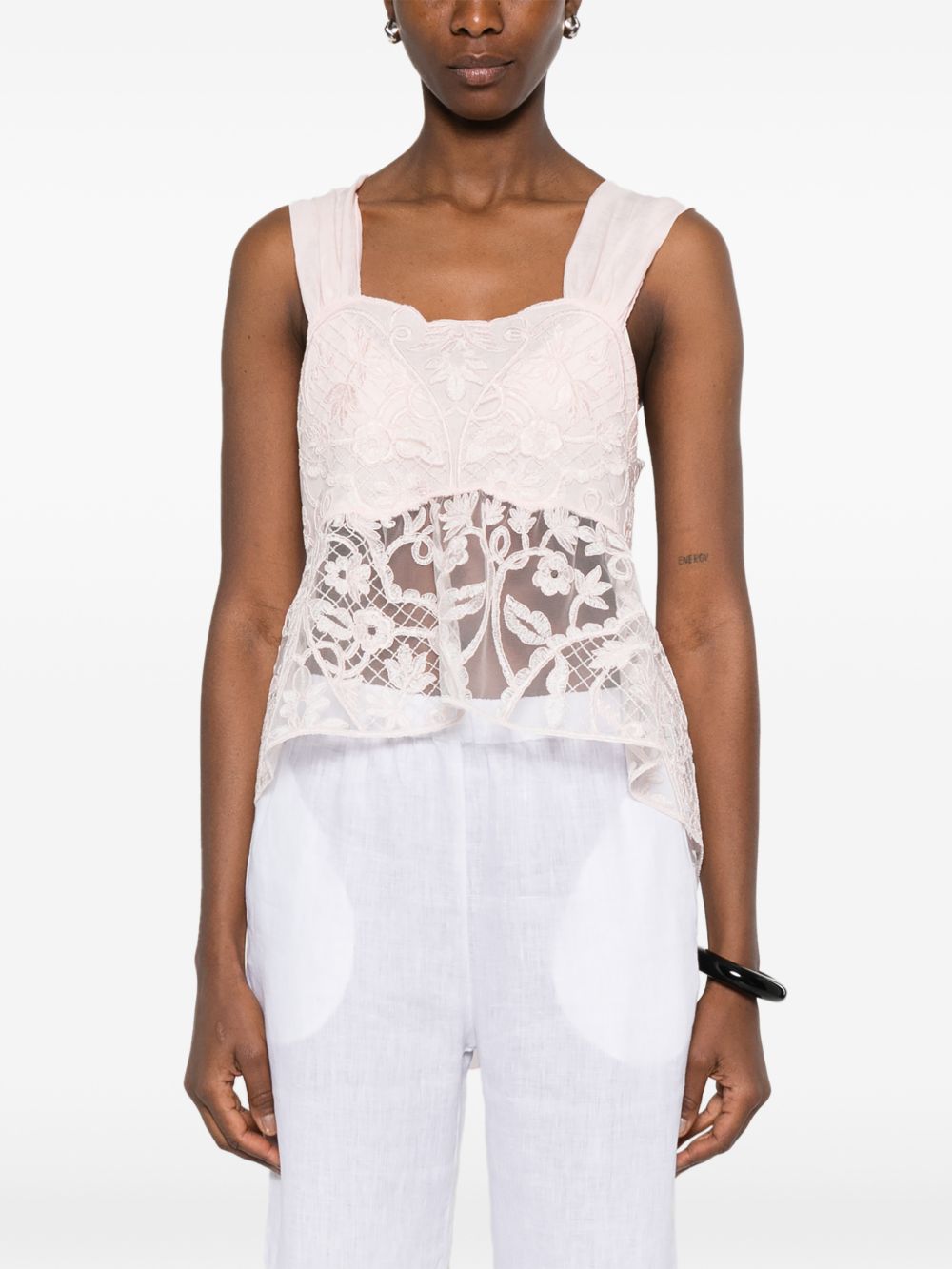 Top in pizzo con motivo floreale in rosa Maurizio - donna 