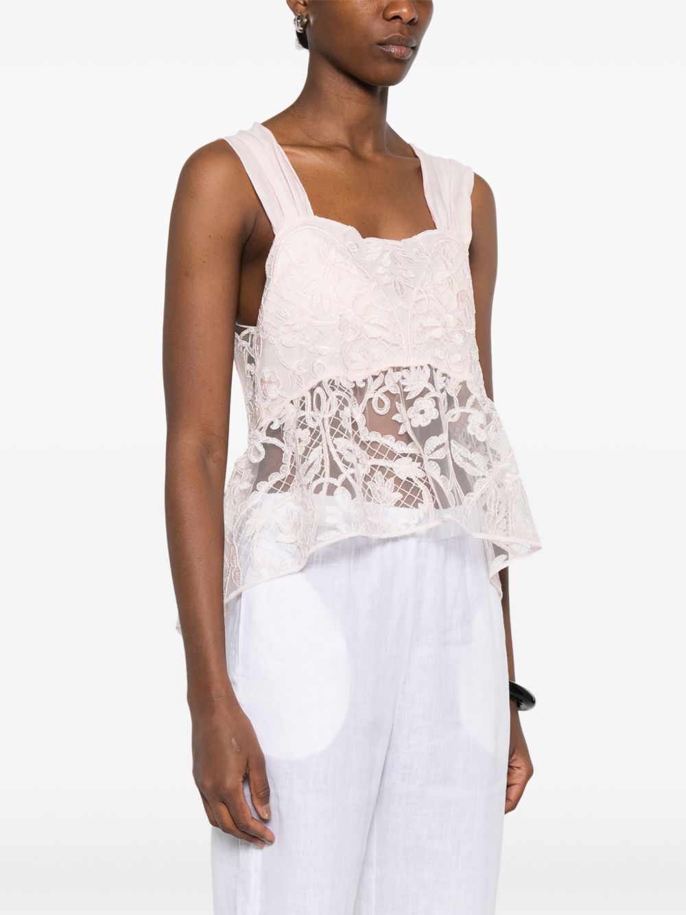 Top in pizzo con motivo floreale in rosa Maurizio - donna 