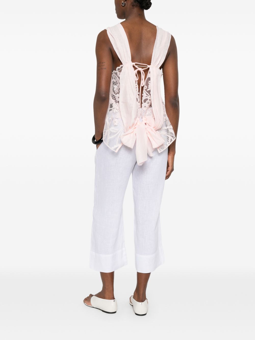 Top in pizzo con motivo floreale in rosa Maurizio - donna 