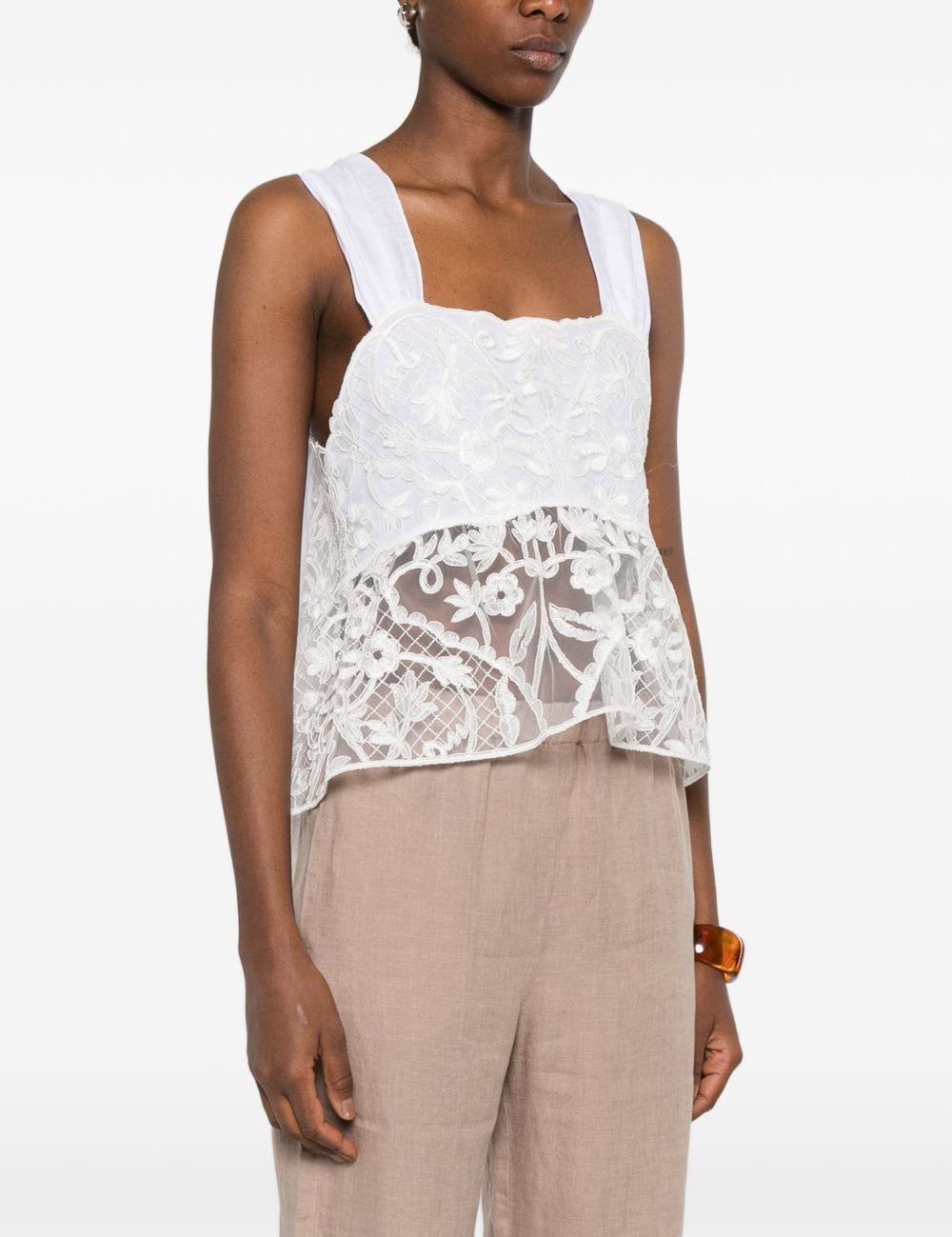 Top in pizzo con motivo floreale in bianco Maurizio - donna 