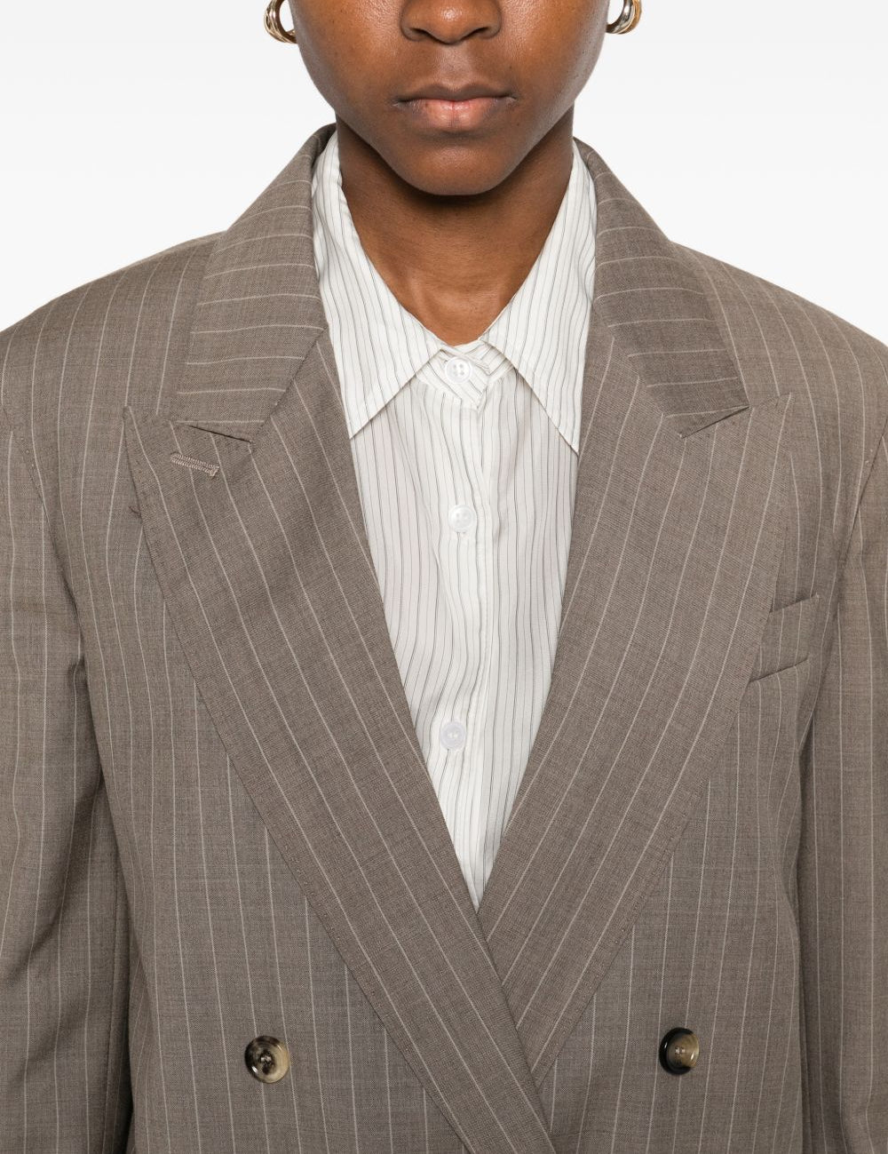 Giacca doppiopetto a righe acciaio in beige Maxmara - donna 
