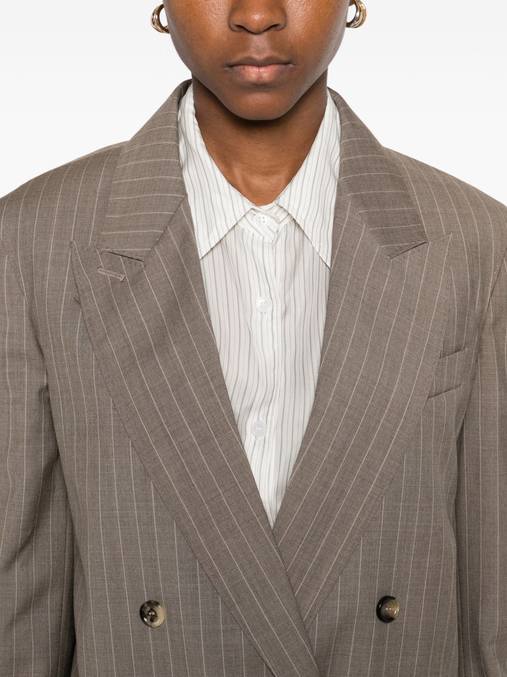 Giacca doppiopetto a righe acciaio in beige Maxmara - donna 