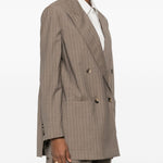 Giacca doppiopetto a righe acciaio in beige Maxmara - donna 