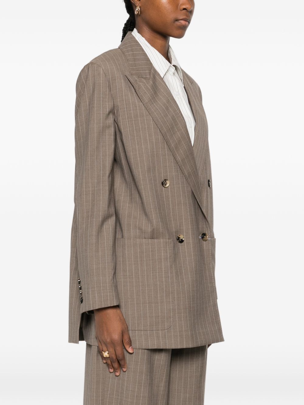 Giacca doppiopetto a righe acciaio in beige Maxmara - donna 