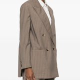 Giacca doppiopetto a righe acciaio in beige Maxmara - donna 