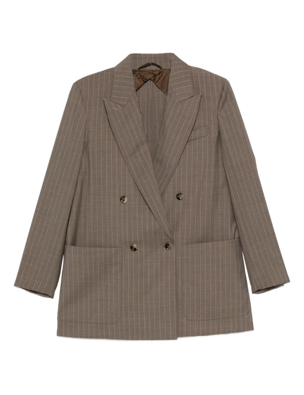 Giacca doppiopetto a righe acciaio in beige Maxmara - donna 