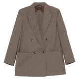 Giacca doppiopetto a righe acciaio in beige Maxmara - donna 