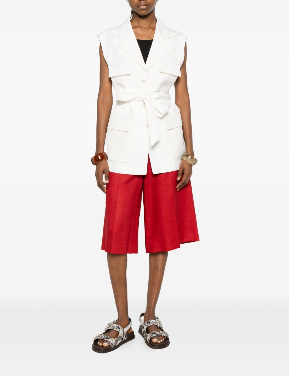 Bermuda Kaki in lino in rosso Maxmara - donna 