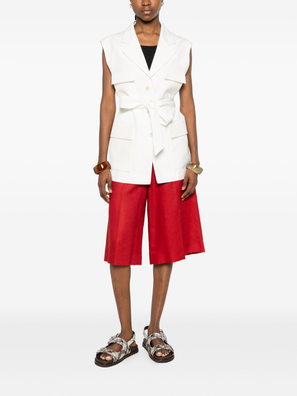 Bermuda Kaki in lino in rosso Maxmara - donna 