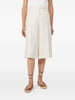 Maxmara Ivory Linen Khaki Bermuda Shorts - Women