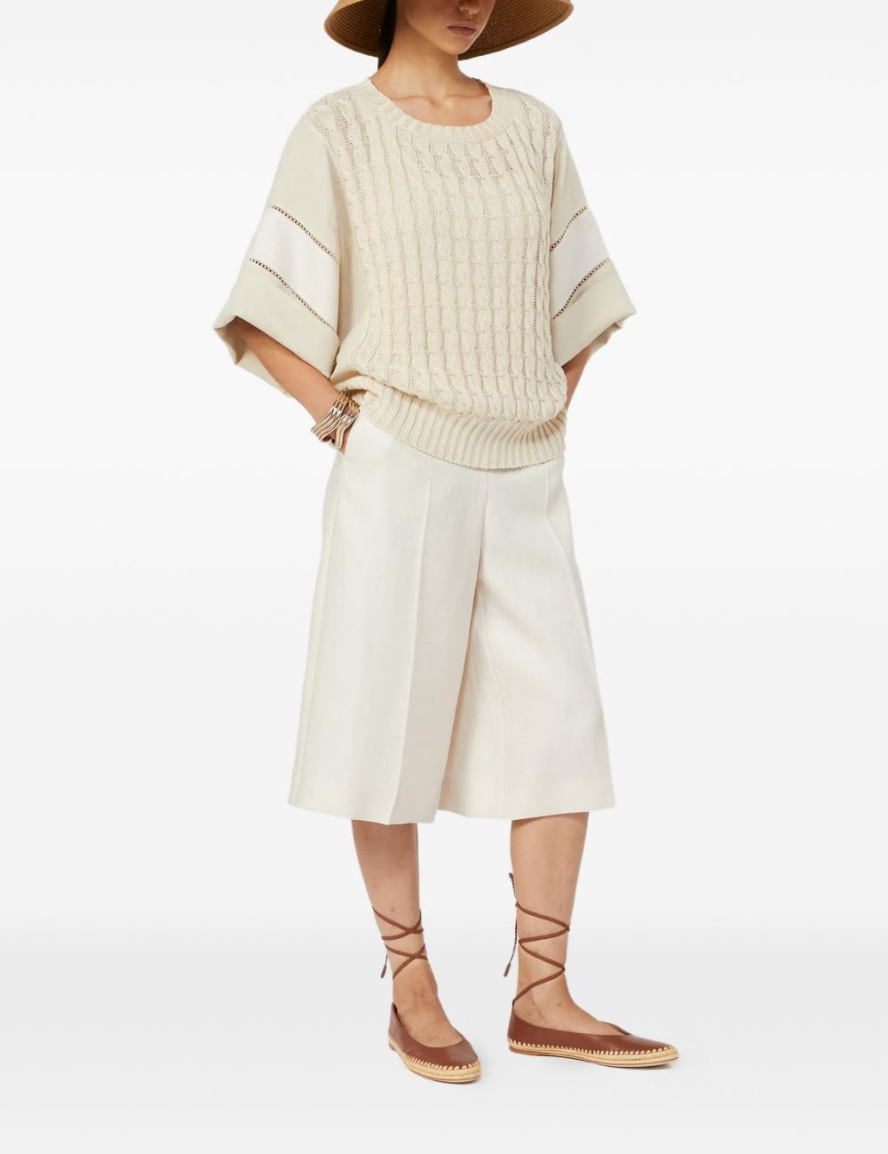 Bermuda Kaki in lino in avorio Maxmara - donna 