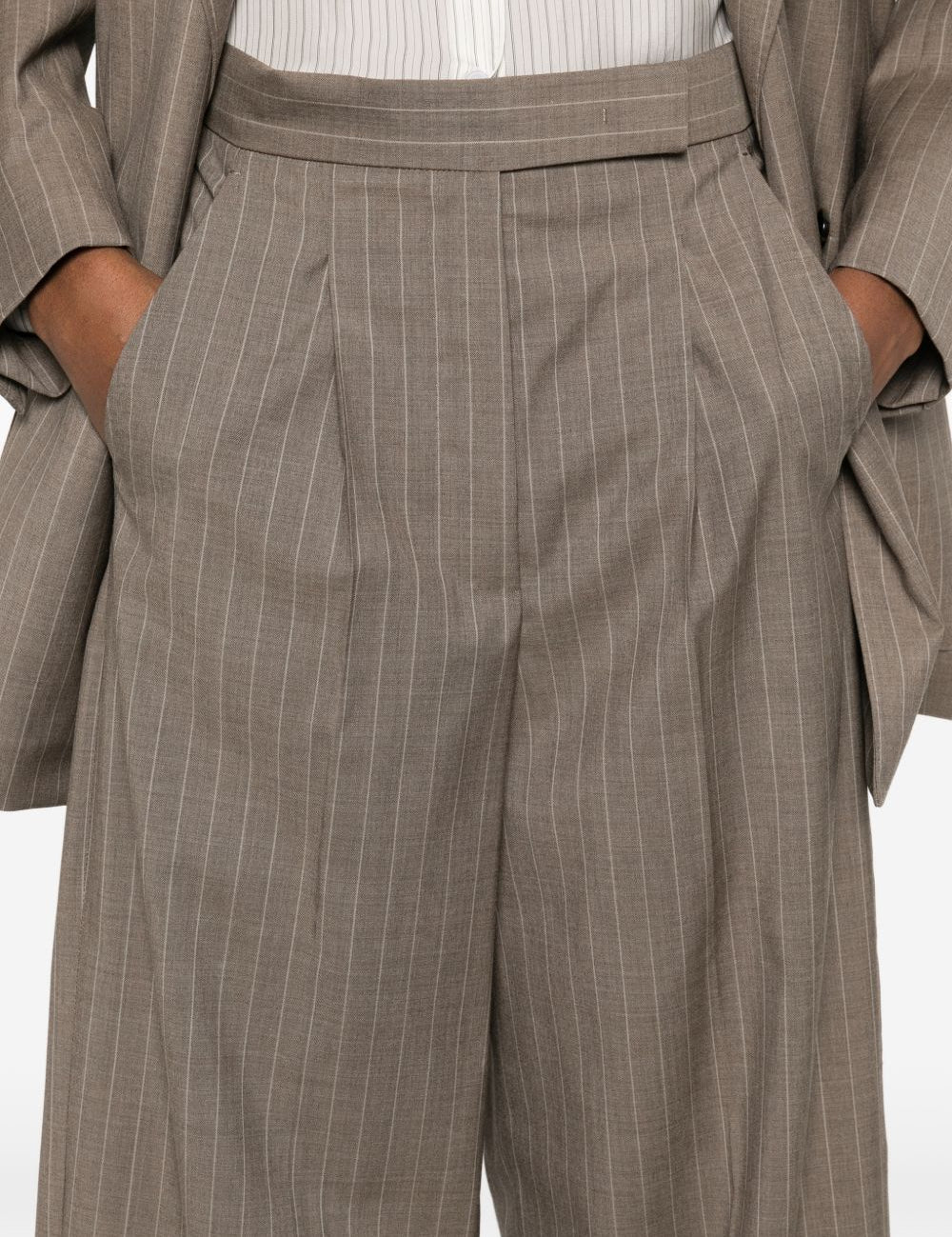 Pantaloni gessati in lana in marrone Maxmara - donna 