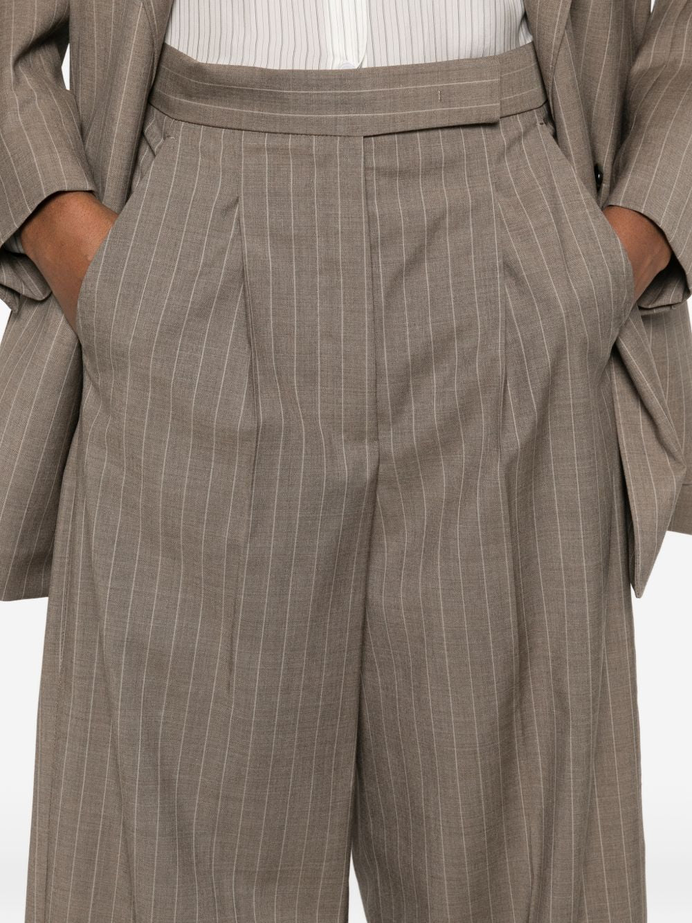 Pantaloni gessati in lana in marrone Maxmara - donna 
