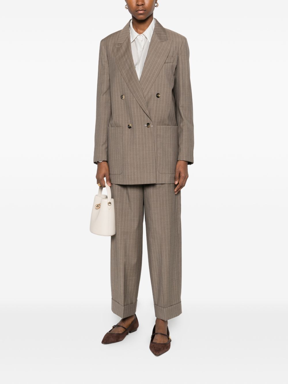 Pantaloni gessati in lana in marrone Maxmara - donna 