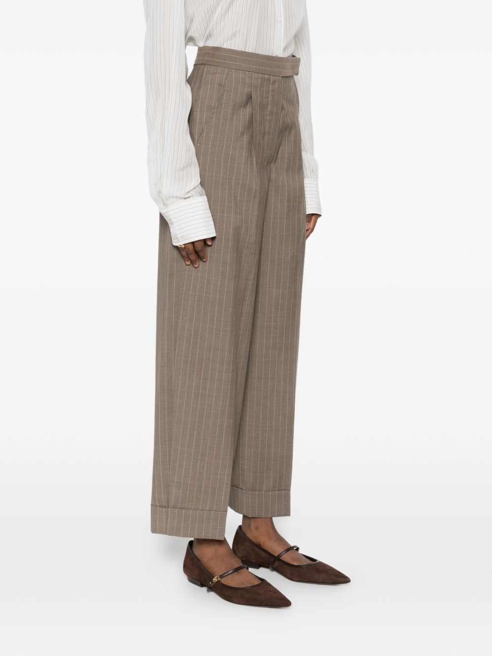 Pantaloni gessati in lana in marrone Maxmara - donna 