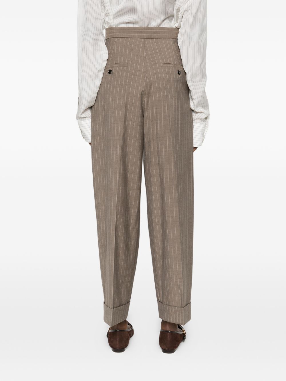 Pantaloni gessati in lana in marrone Maxmara - donna 