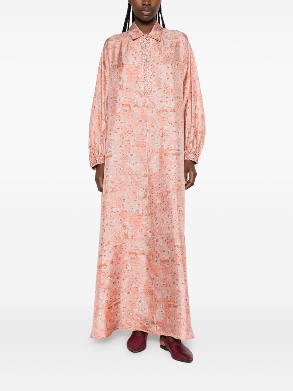 Abito maxi con stampa floreale pecora in rosa Maxmara - donna 