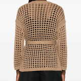 Cardigan a portafoglio Gelo in cotone in marrone Maxmara - donna 