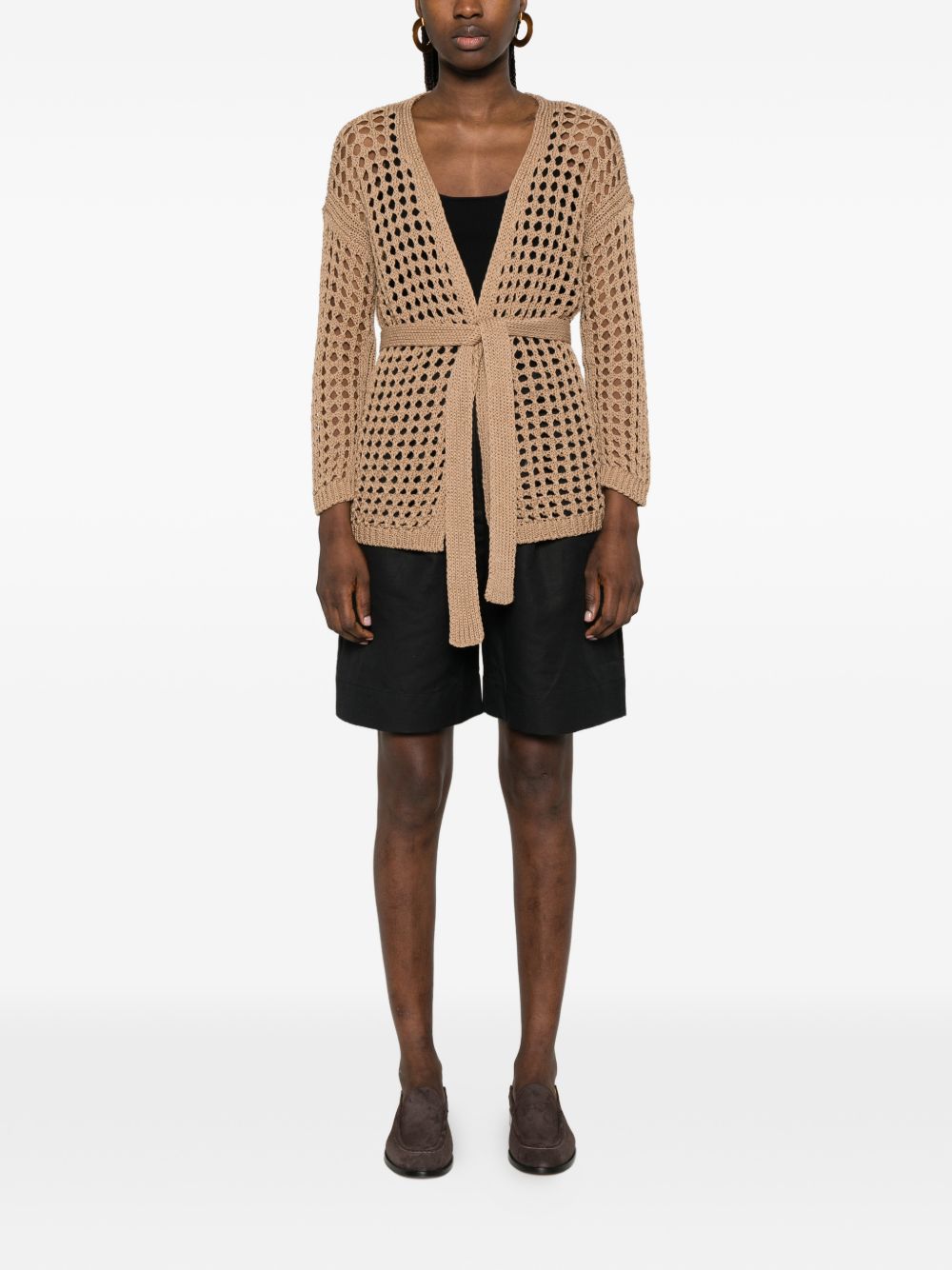 Cardigan a portafoglio Gelo in cotone in marrone Maxmara - donna 