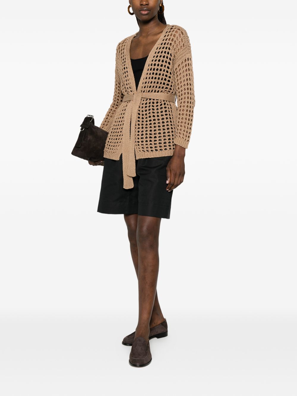 Cardigan a portafoglio Gelo in cotone in marrone Maxmara - donna 